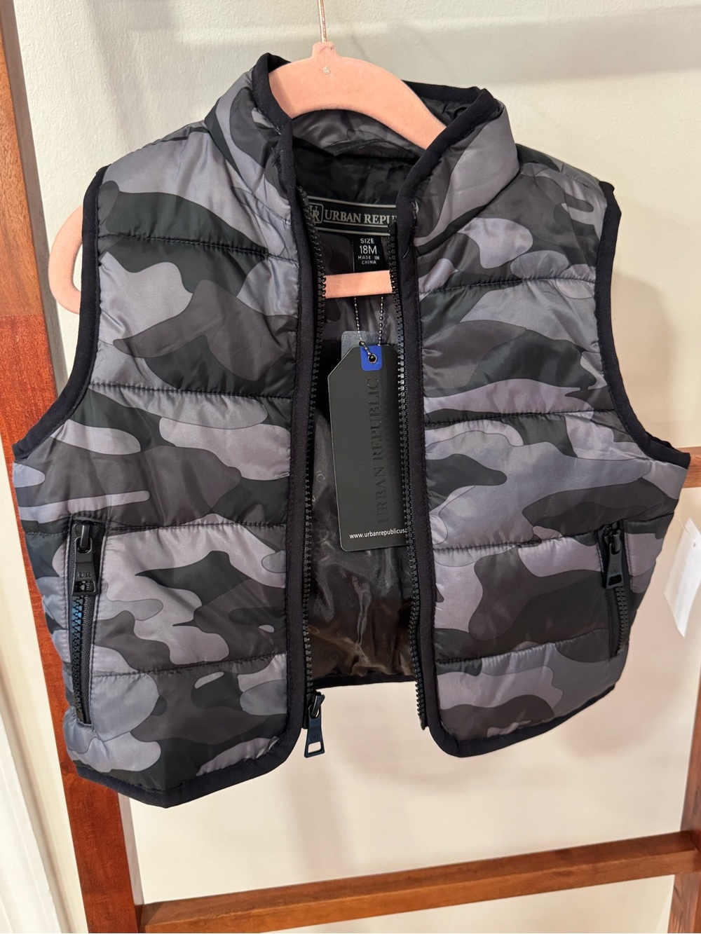 Urban Republic Gray Camo Puffer Vest for Kids